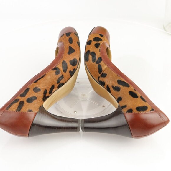 Franco Sarto Womens Empire Pump Size 8 Brown Leopard Calf Hair Heel Dress Shoe - Picture 8 of 12